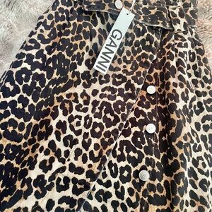 GANNI NWT LEOPARD PRINT WRAP PAPERBAG MIDI SKIRT SIZE S SIZE 32